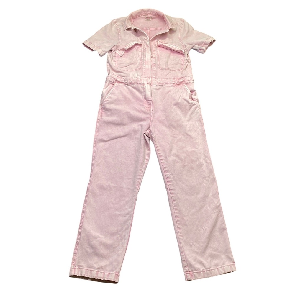 Faherty Pink Organic Cotton Short Sleeve Utility Jumpsuit WDC0008PHW Size M